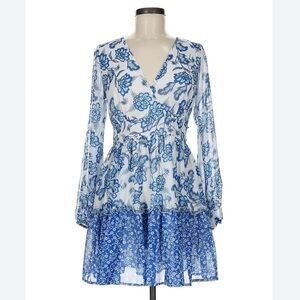 Jopna Blue Faux Wrap Mini Dress.
